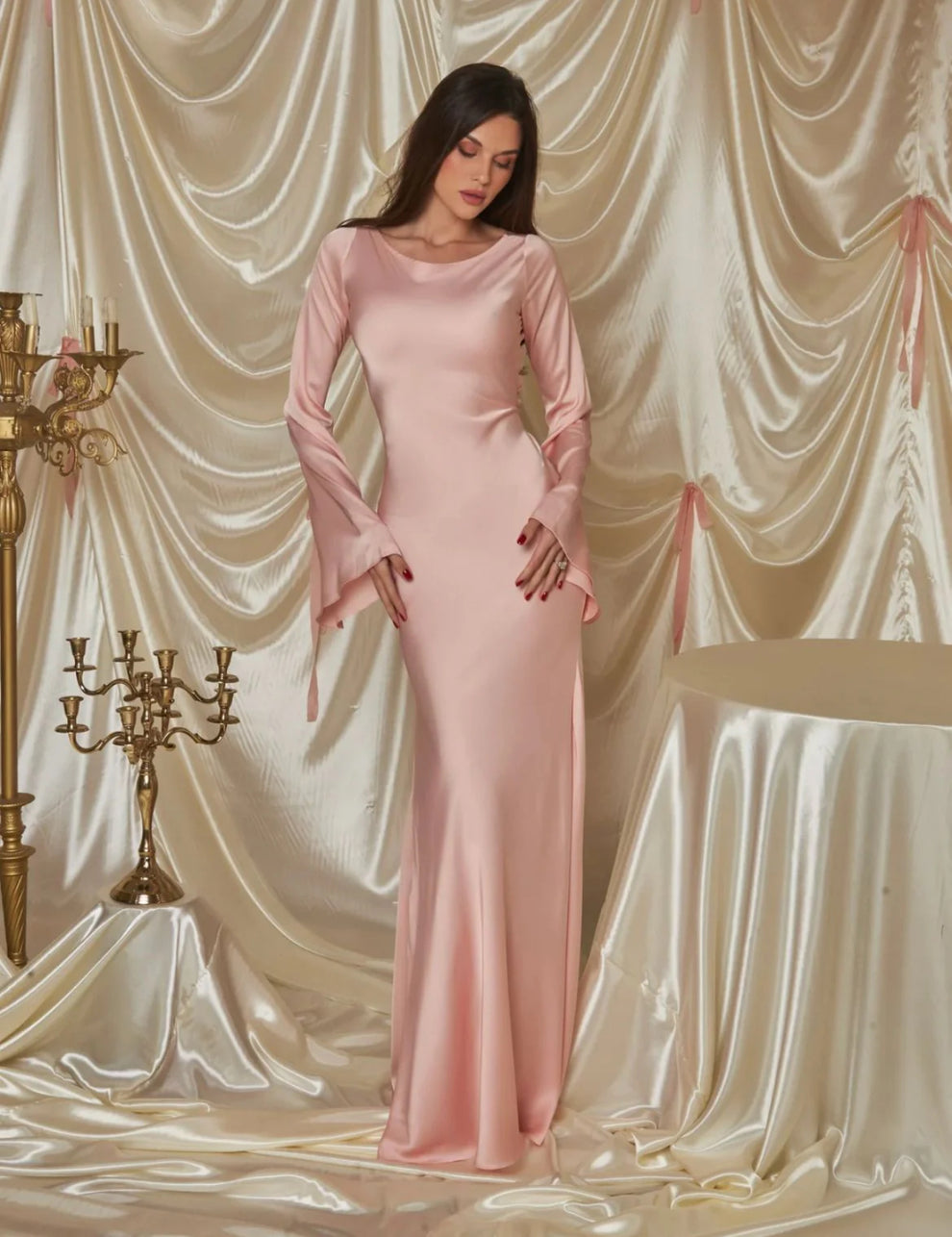Blush silk dress